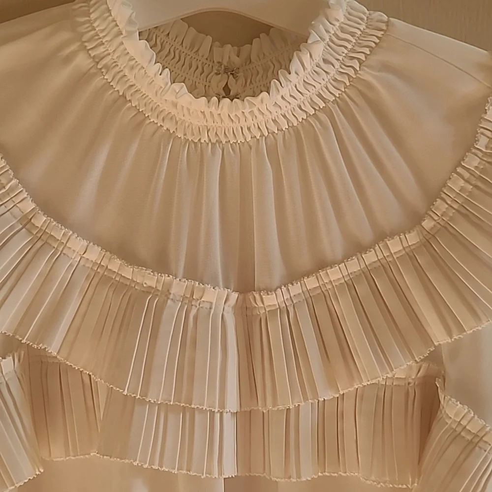 Ramy Brook Blake Blouse Top Womens Ivory Long Sleeve Ruffle Boho Sz XS - Picture 4 of 7